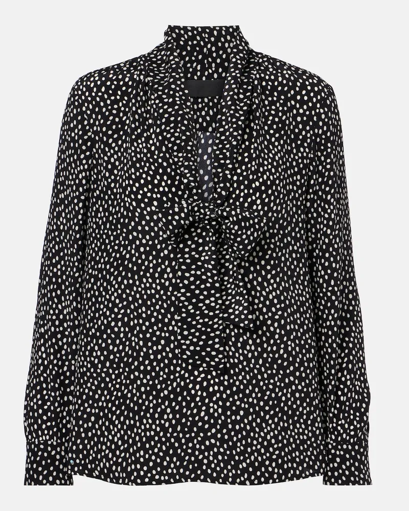Nili Lotan Blusa Janese in seta a pois con fiocco Nero