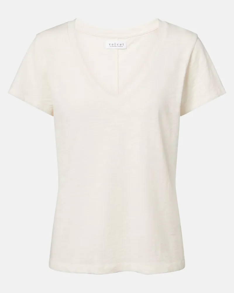 Velvet T-shirt Lilith in jersey di cotone Bianco