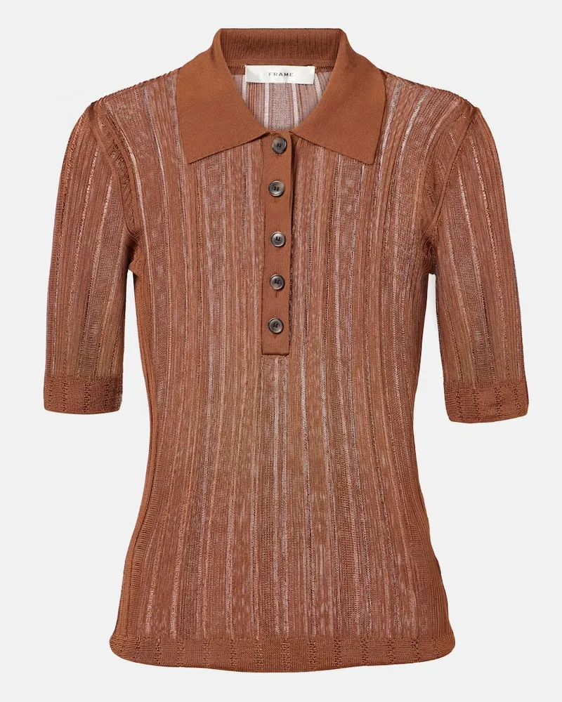 Frame Denim Polo in maglia a coste Marrone
