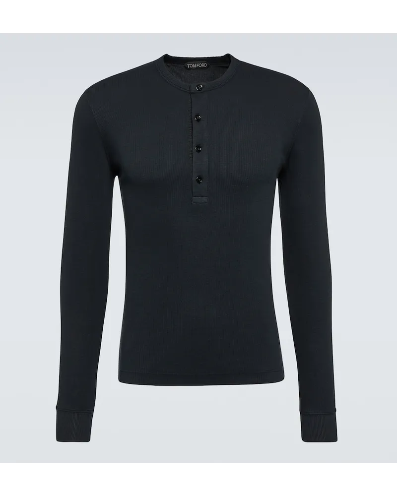 Tom Ford Top in jersey a coste Nero