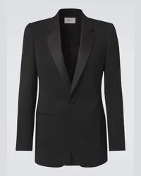 Saint Laurent Blazer da smoking in lana grain de poudre Nero