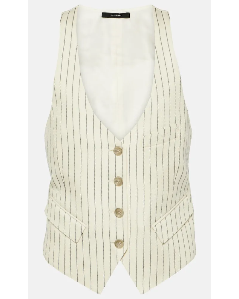 Tom Ford Gilet in misto lana e seta a righe Beige