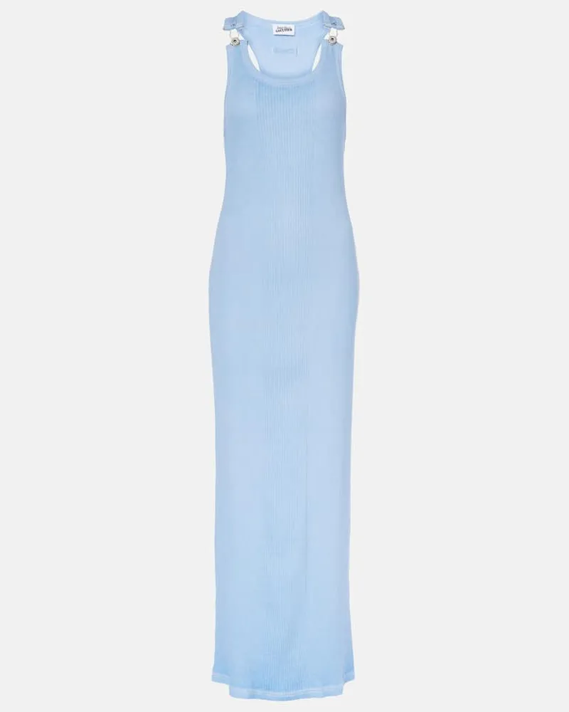 Jean Paul Gaultier Abito lungo in jersey di cotone Blu