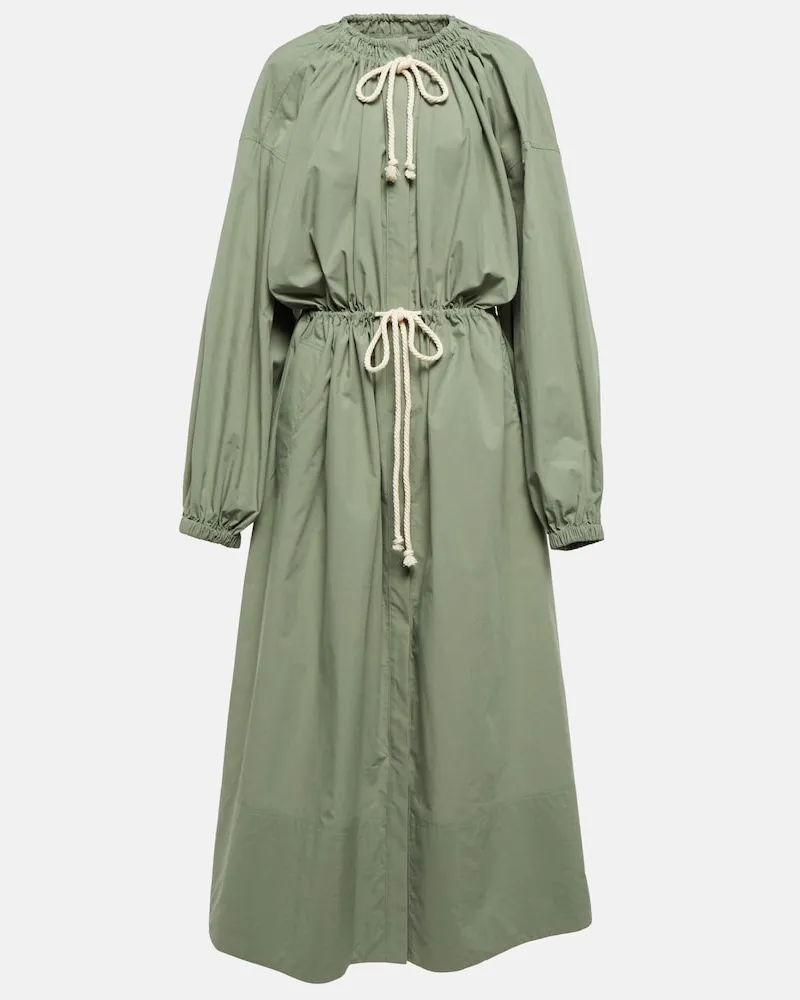 Jil Sander Abito midi in popeline con coulisse Verde