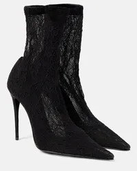 Dolce & Gabbana Stivaletti Lollo in pizzo e pelle Nero