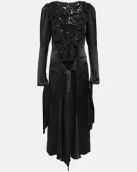 Rodarte Abito midi in raso di seta Nero