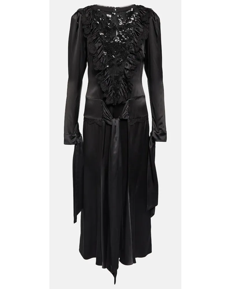 Rodarte Abito midi in raso di seta Nero