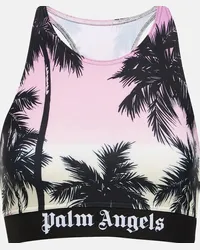 Palm Angels Top sportivo Pink Sunset con logo Multicolore