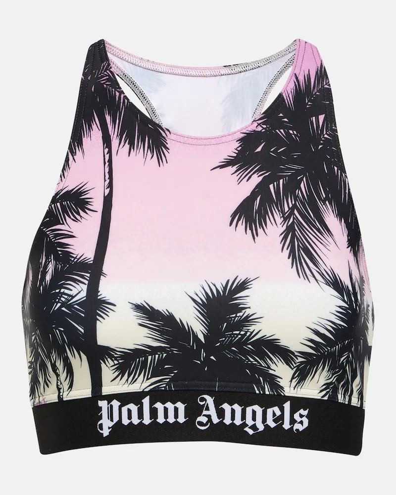 Palm Angels Top sportivo Pink Sunset con logo Multicolore
