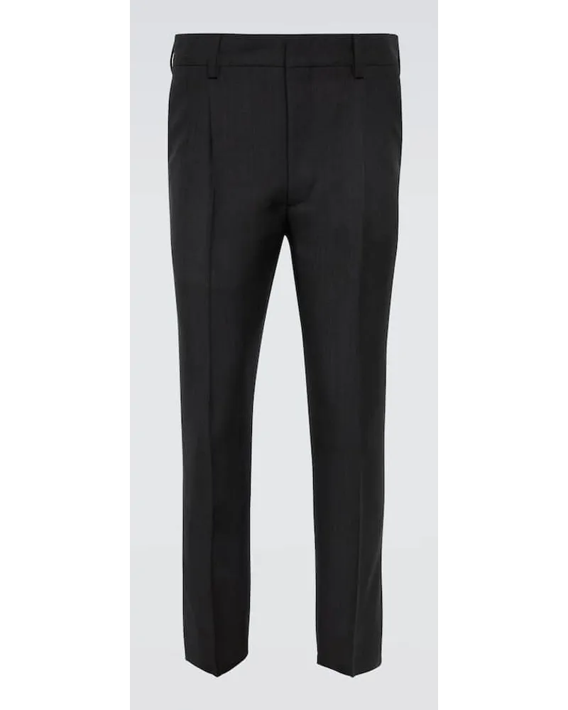Prada Pantaloni slim in lana e mohair Grigio