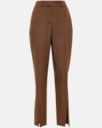 Balmain Pantaloni tapered in lana Marrone