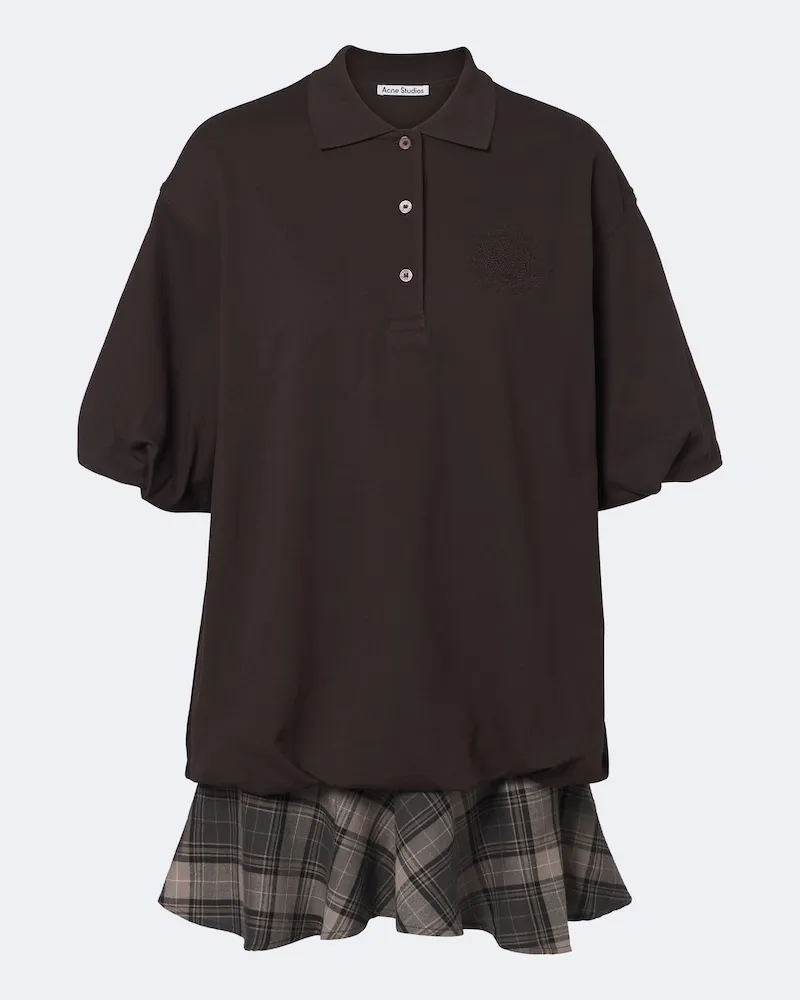 Acne Studios Abito polo in misto cotone a quadri Marrone