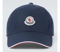 Moncler Cappello da baseball in cotone con logo Blu