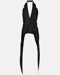 Rick Owens Top in cotone con scollo all’americana Nero