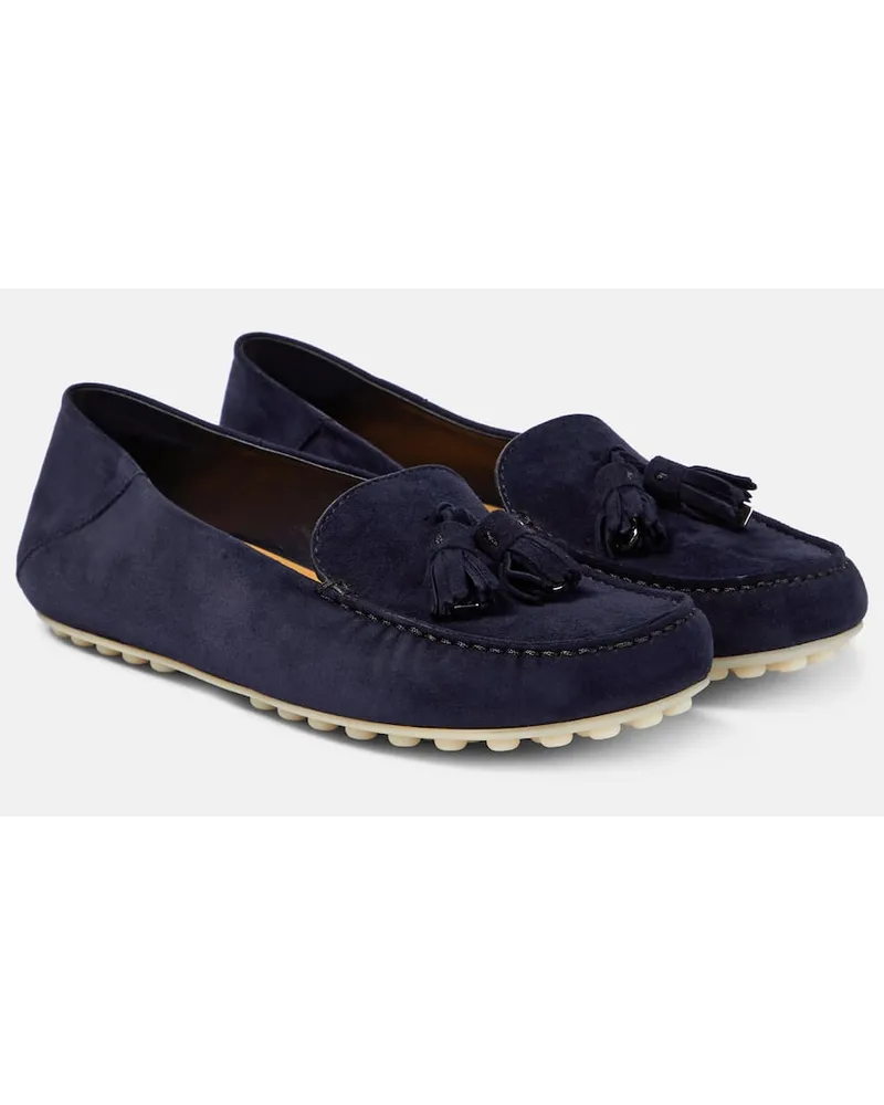 Loro Piana Mocassini Dot Sole in suede Blu
