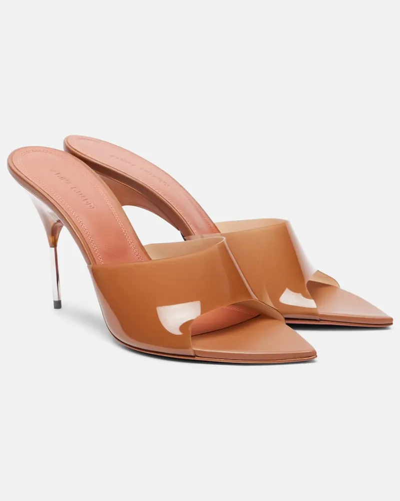 Amina Muaddi Mules Bianca Glass 95 Marrone