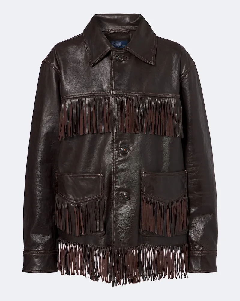 Ralph Lauren Giacca in pelle con frange Marrone