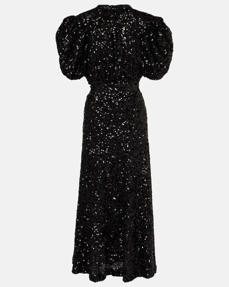 ROTATE Birger Christensen Abito midi con paillettes Nero
