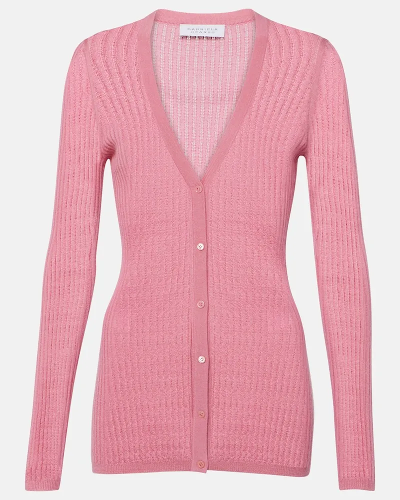 Gabriela Hearst Cardigan Emma in cashmere e seta Rosa