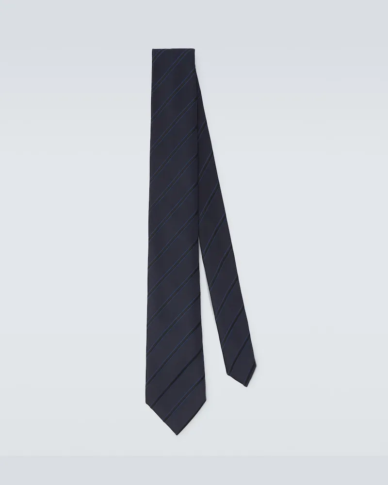 Charvet Cravatta in jacquard di seta a righe Blu