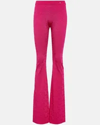 Versace Pantaloni flared La Greca a vita alta Rosa