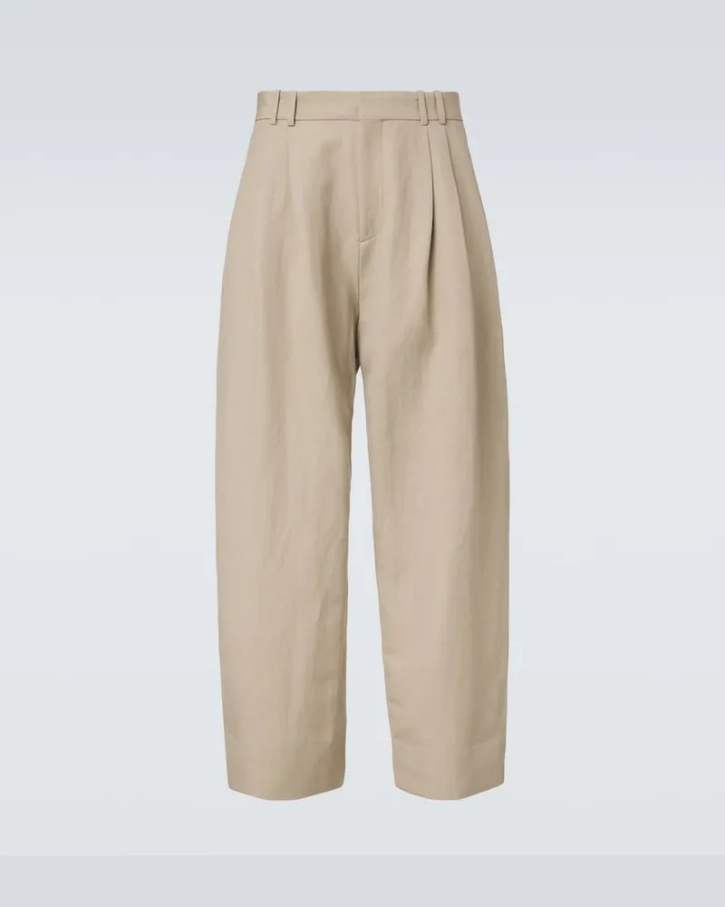 Studio Nicholson Pantaloni a gamba larga in lino e lana Beige
