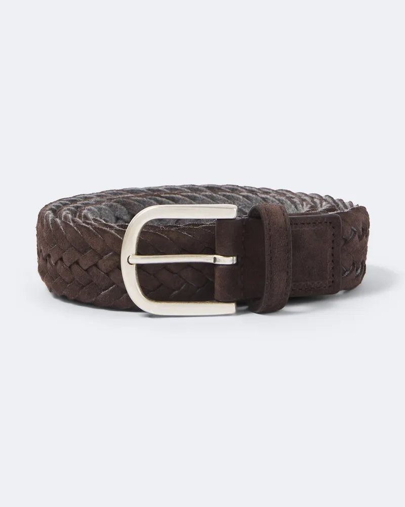 Canali Cintura in suede intrecciata Marrone
