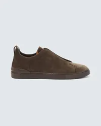 Ermenegildo Zegna Sneakers Triple Stitch in suede Marrone