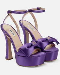 Miu Miu Sandali in raso con plateau Viola