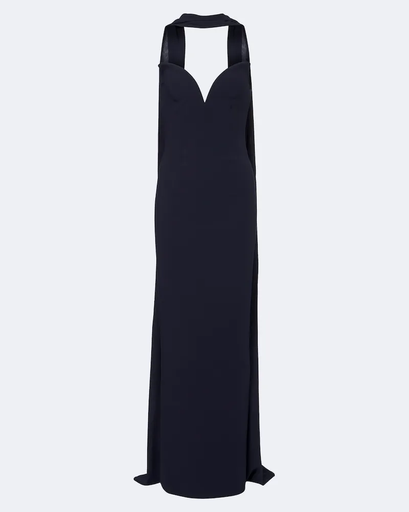 Roland Mouret Abito lungo a corsetto con sciarpa Blu