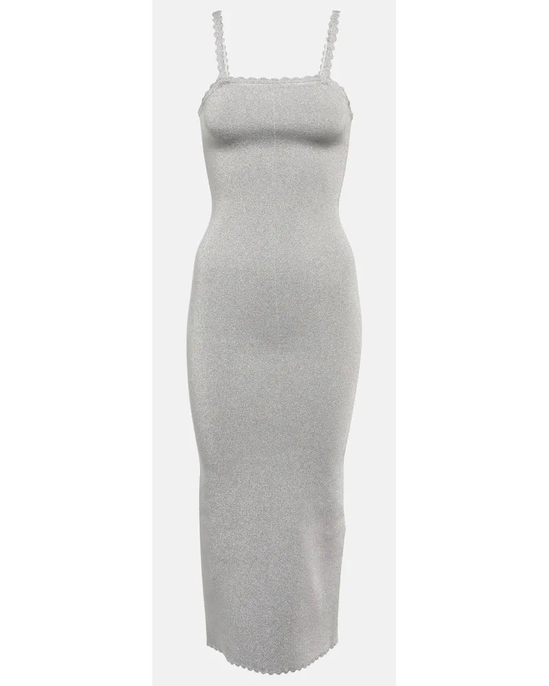 Victoria Beckham Abito midi in jersey Argento