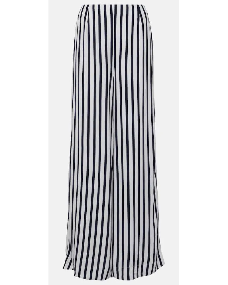 STAUD Pantaloni a gamba larga Luke a righe Bianco