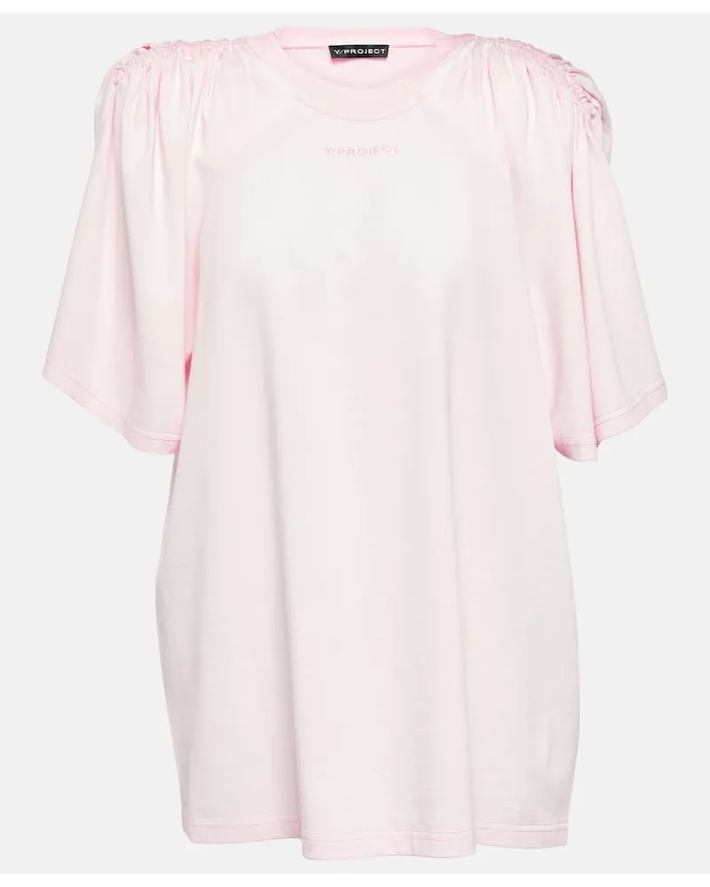 Y/PROJECT Top in cotone con logo Rosa