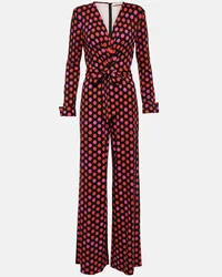 Diane von Furstenberg Jumpsuit Rosa a pois con gamba larga Rosso