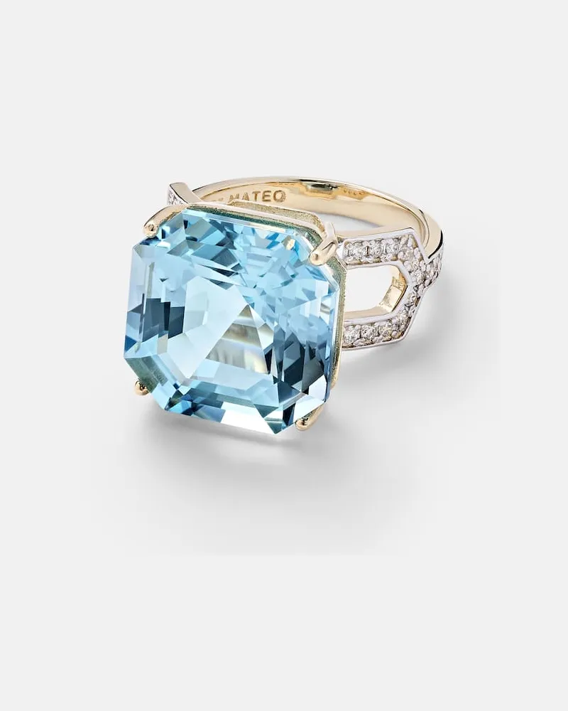 MATEO Anello in oro 14kt con topazio e diamanti Oro