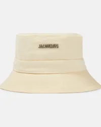 Jacquemus Cappello da pescatore in canvas di cotone con logo Bianco