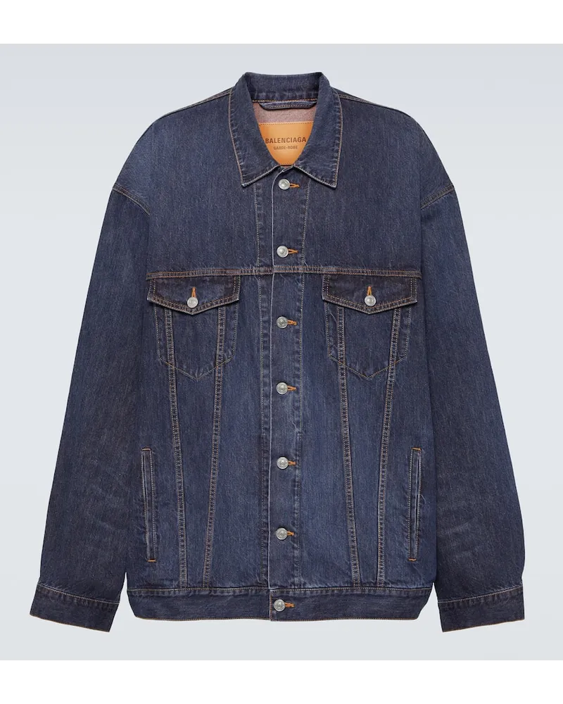 Balenciaga Giacca di jeans in cotone e seta Blu