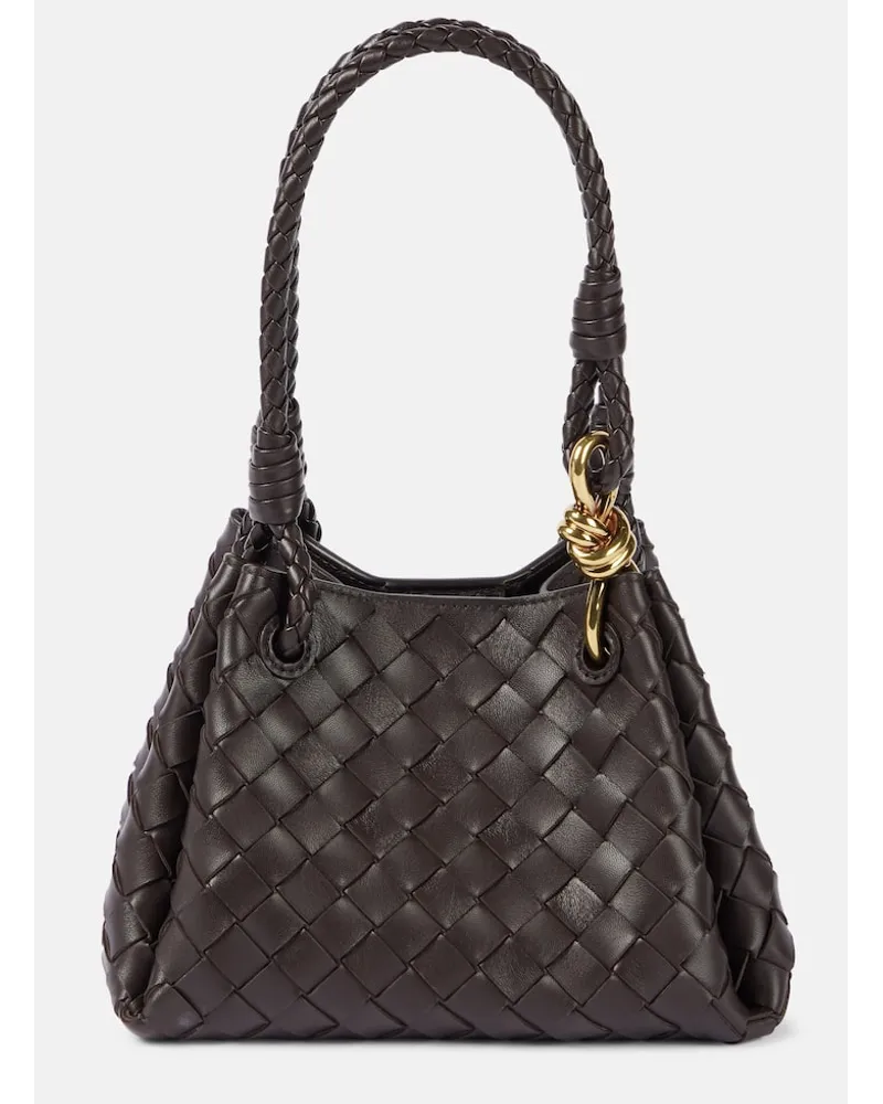 Bottega Veneta Borsa Parachute Small in pelle Intrecciato Marrone