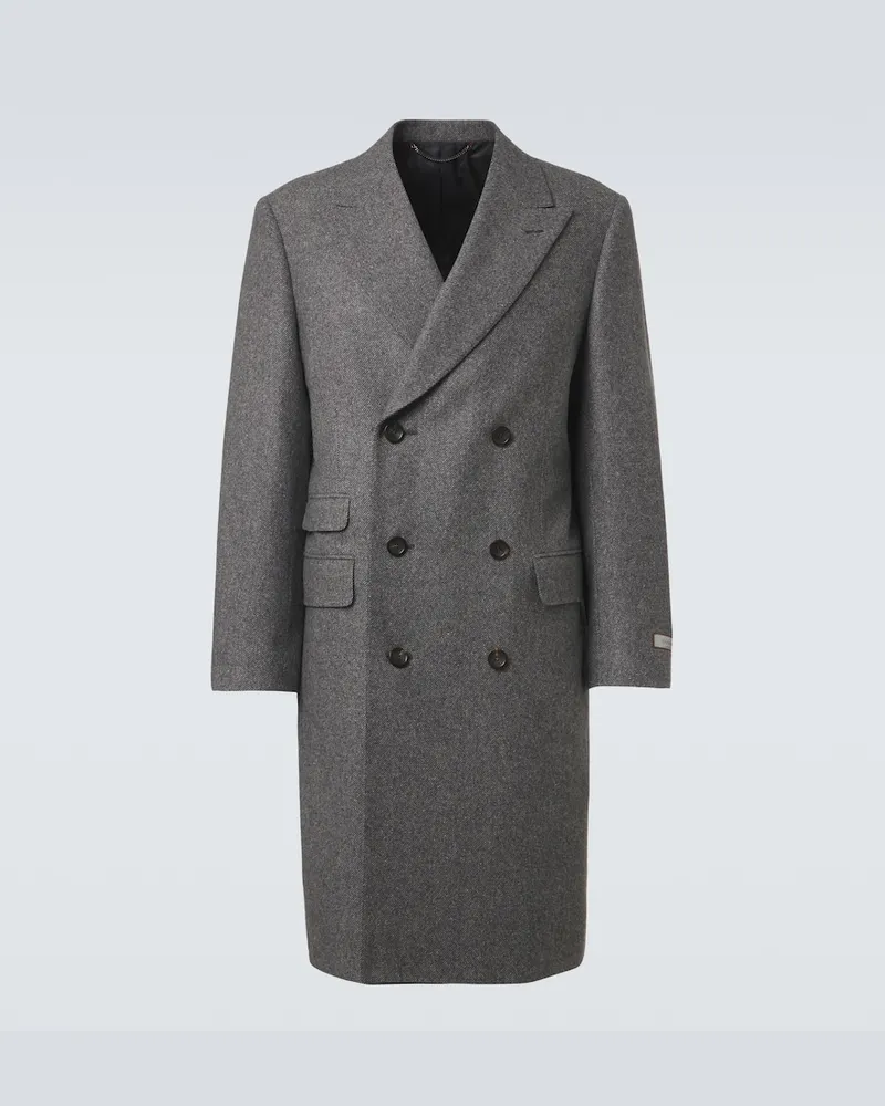 Canali Cappotto doppiopetto in lana e seta Grigio