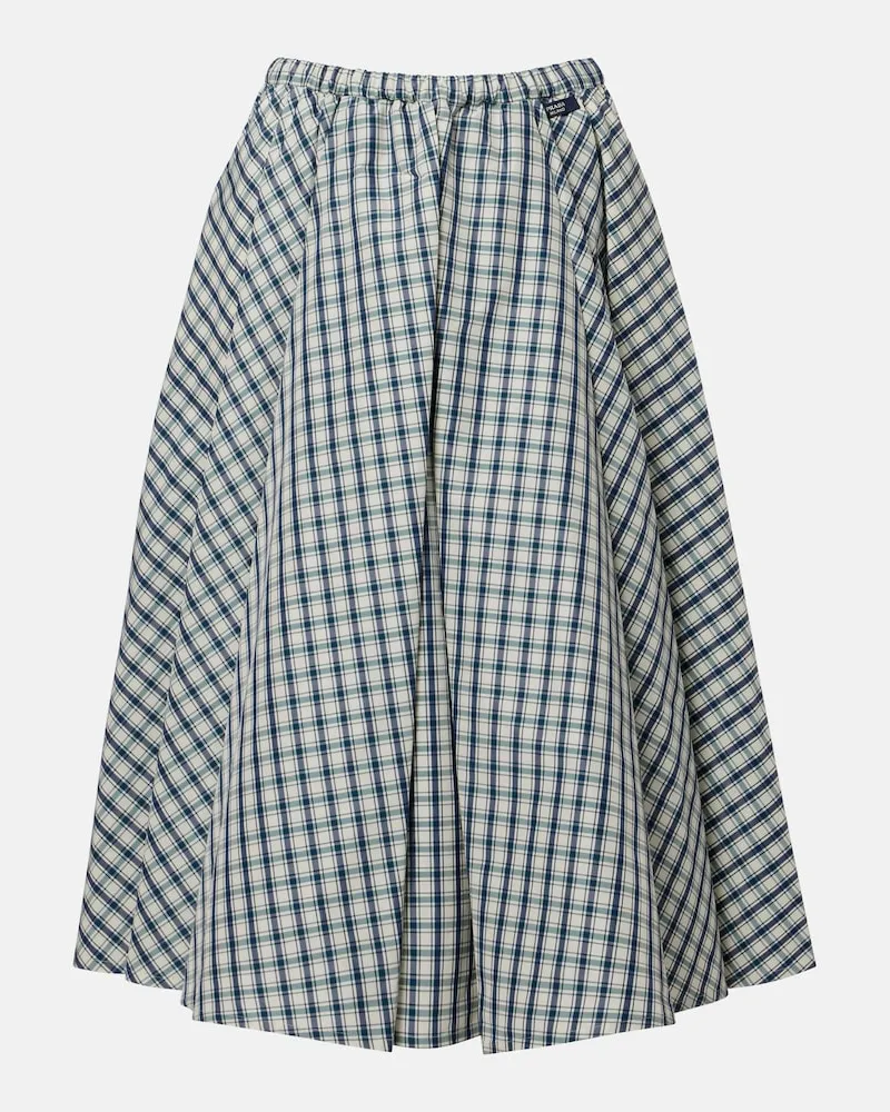 Prada Gonna midi in misto cotone a quadri Blu