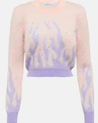 Alessandra Rich Pullover cropped in misto mohair Rosa