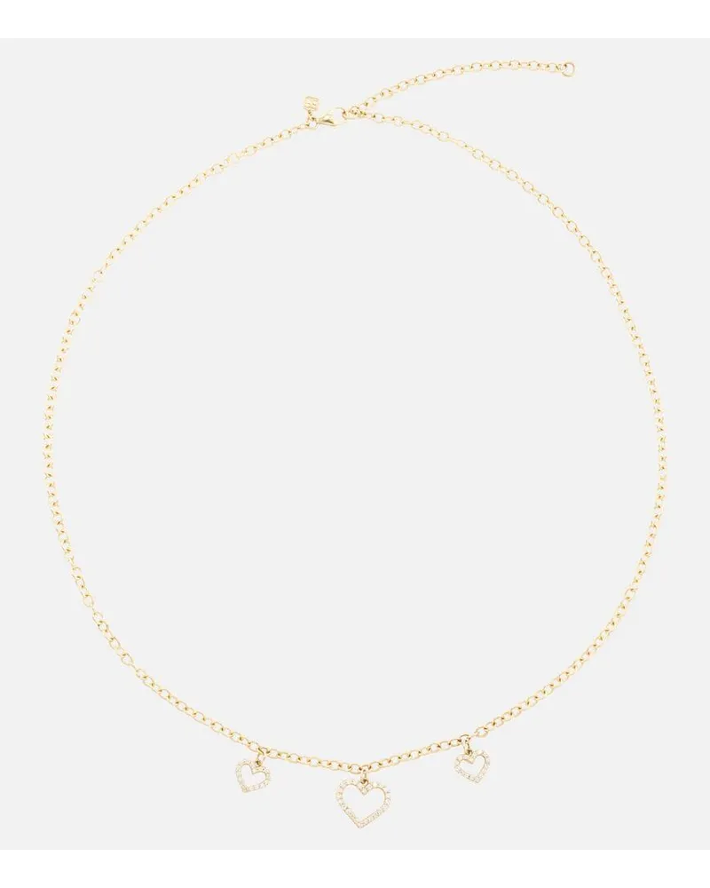 Sydney Evan Collana Three Hearts in oro 14kt con diamanti Oro