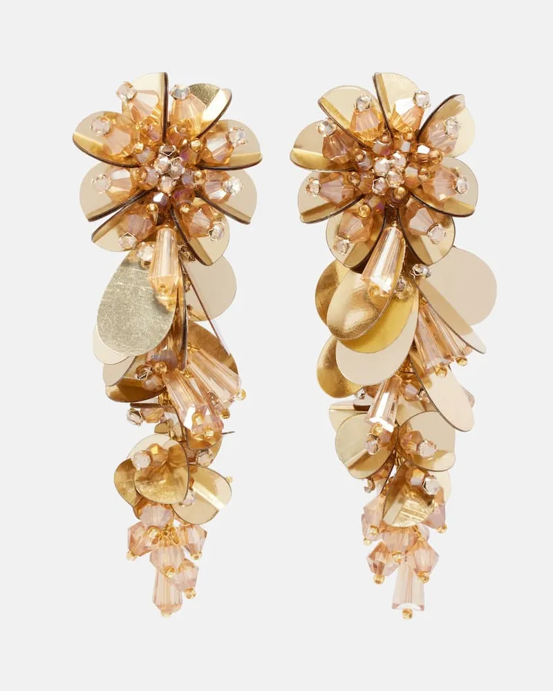 Oscar de la Renta Orecchini pendenti Bouquet con cristalli Oro