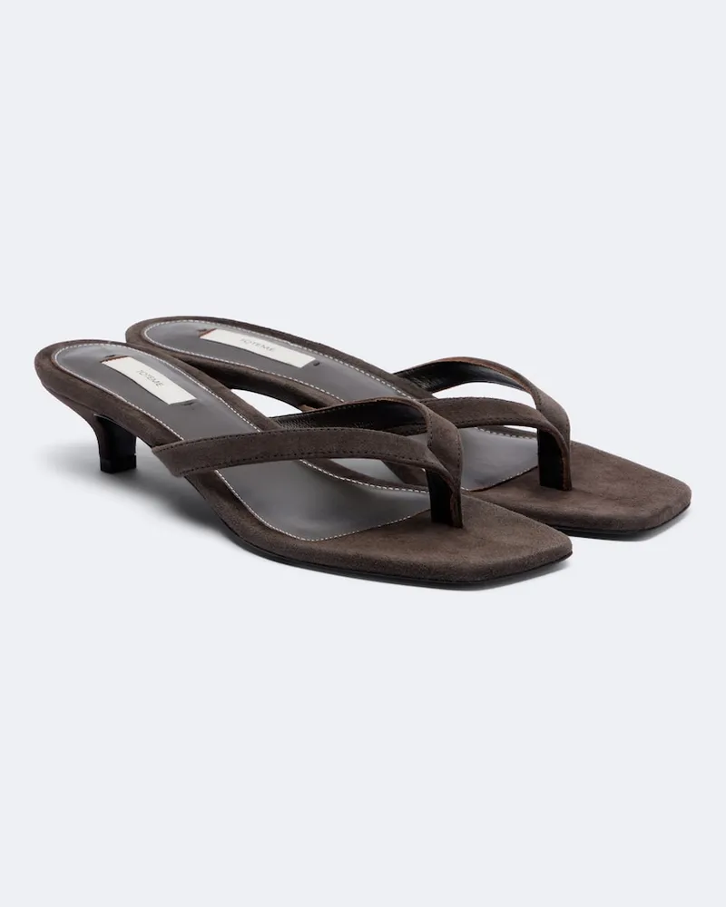 Totême Sandali infradito in suede Marrone