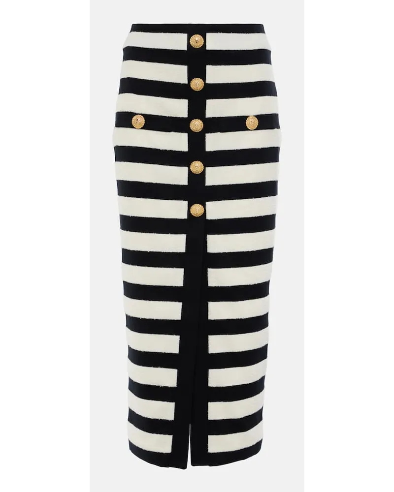 Balmain Gonna midi a righe Bianco