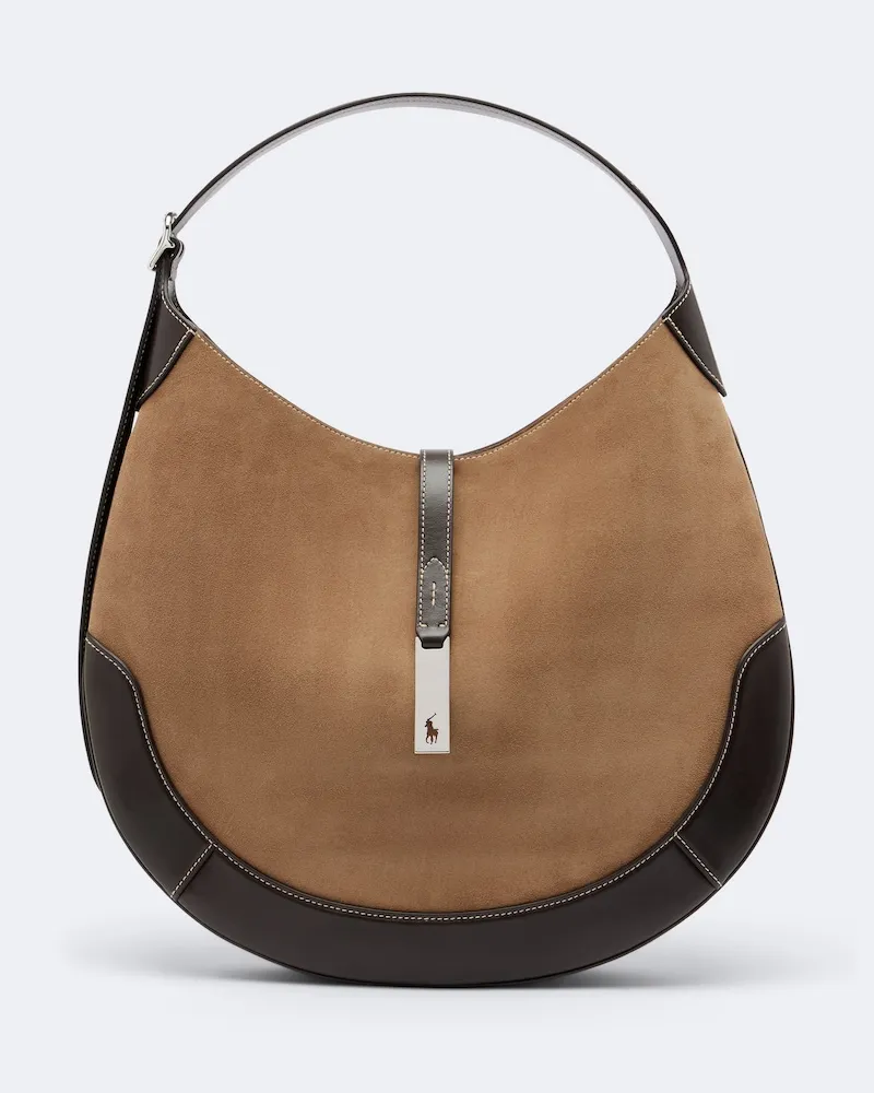Ralph Lauren Borsa a spalla Polo ID Medium in suede Marrone