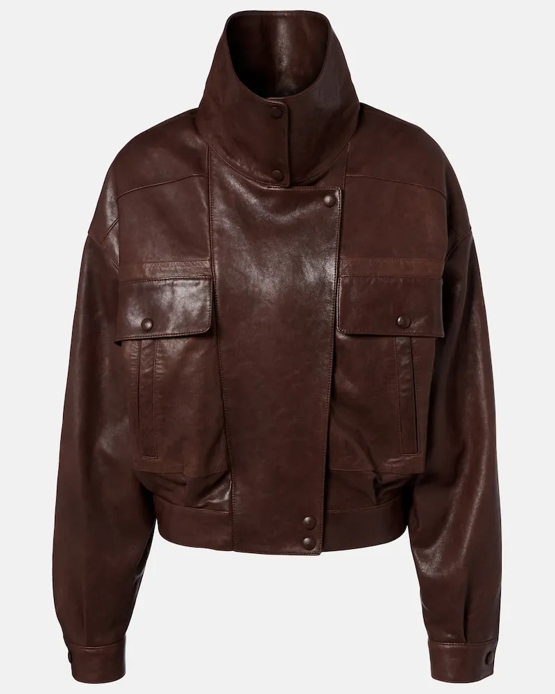 Saint Laurent Giacca bomber in pelle Marrone