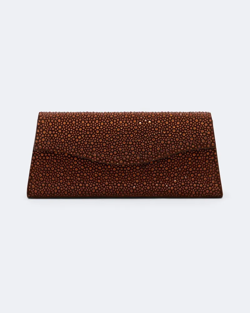 Elie Saab Clutch con cristalli Marrone