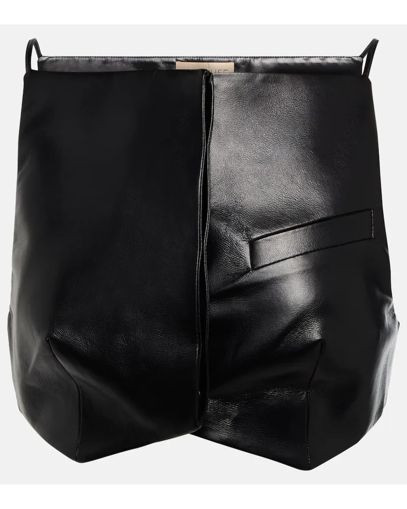 Aya Muse Top cropped Elfi in similpelle Nero
