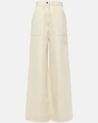 Max Mara Pantaloni a gamba larga Oboli in cotone Bianco